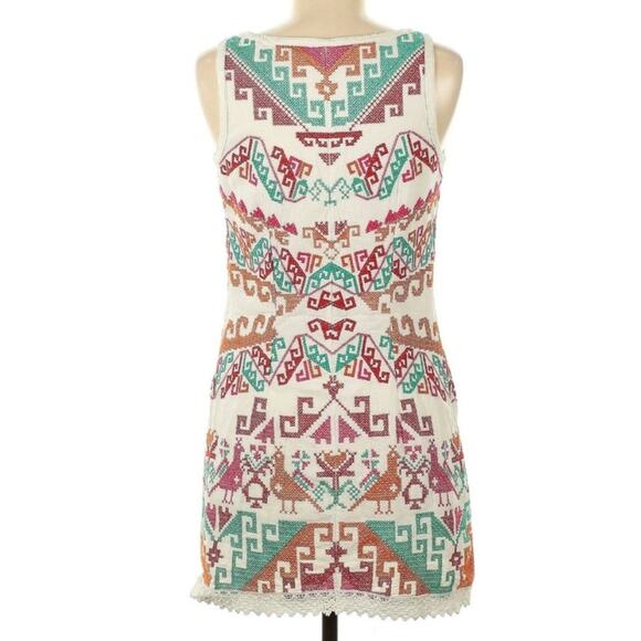 Free People White Andean Embroidered Size 6 Mini Dress - Picture 3 of 8